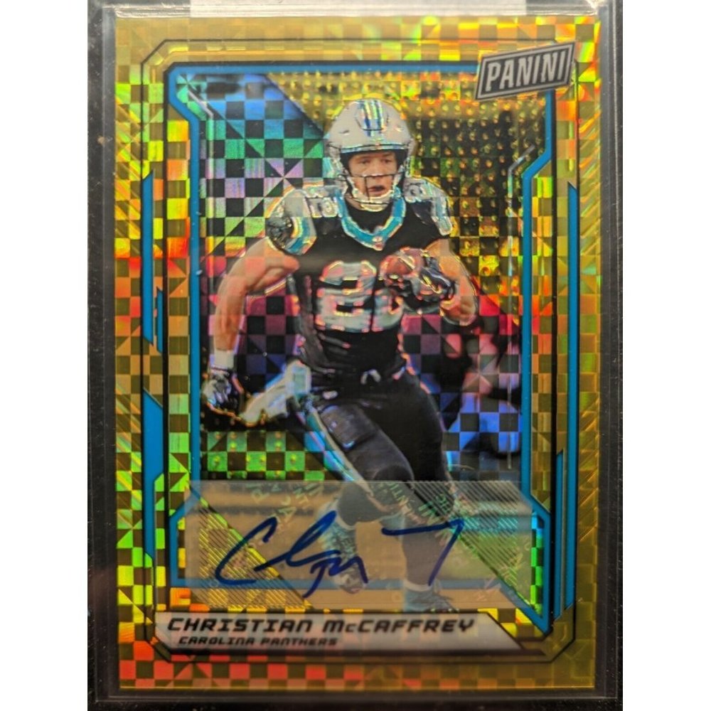 CHRISTIAN MCCAFFREY Auto Gold 2020 Panini Hyper Prizm SSP /5